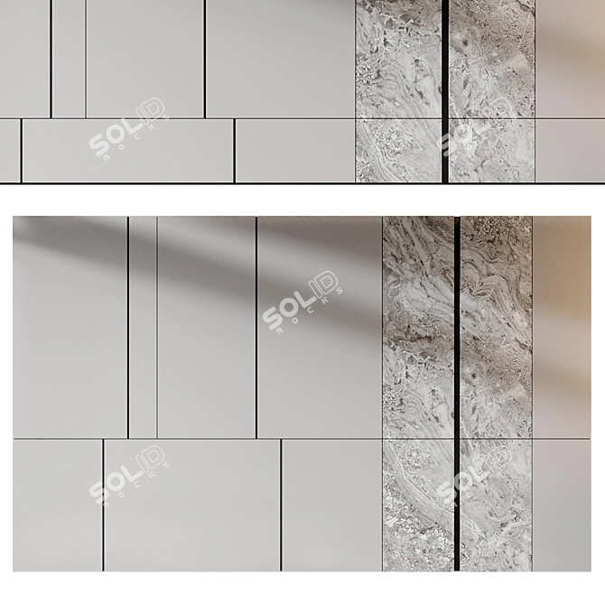  Modern Wood and Marble Panels 3D model image 2