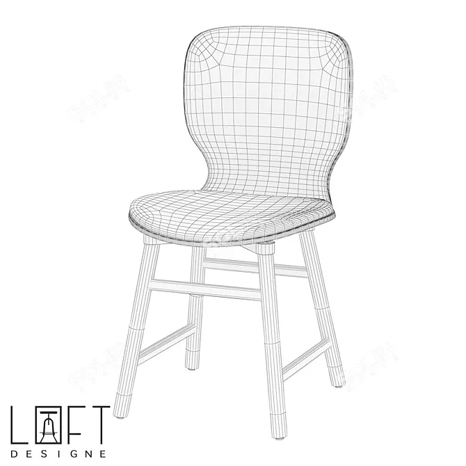 Urban Wooden Chair LoftStyle 3D model image 2