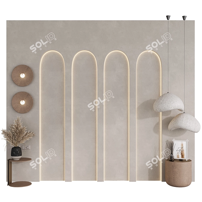 Modern Style Bedroom Headboard Set 3D model image 1