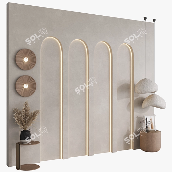 Modern Style Bedroom Headboard Set 3D model image 2