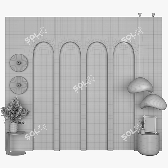 Modern Style Bedroom Headboard Set 3D model image 4