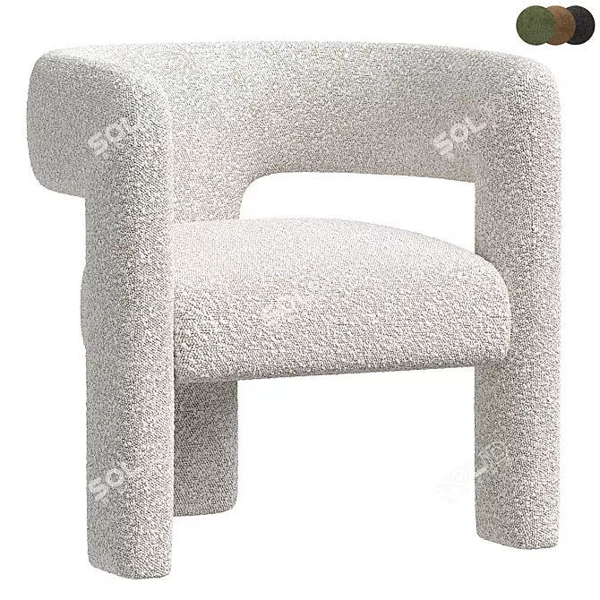 Stylish Boucle Fabric Armchair 3D model image 1