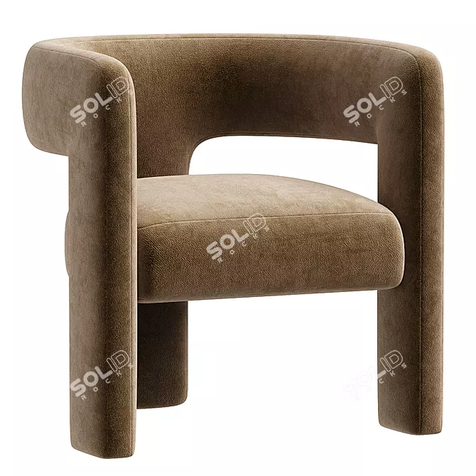 Stylish Boucle Fabric Armchair 3D model image 2