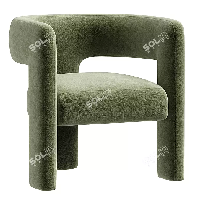 Stylish Boucle Fabric Armchair 3D model image 3