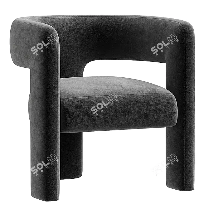 Stylish Boucle Fabric Armchair 3D model image 4