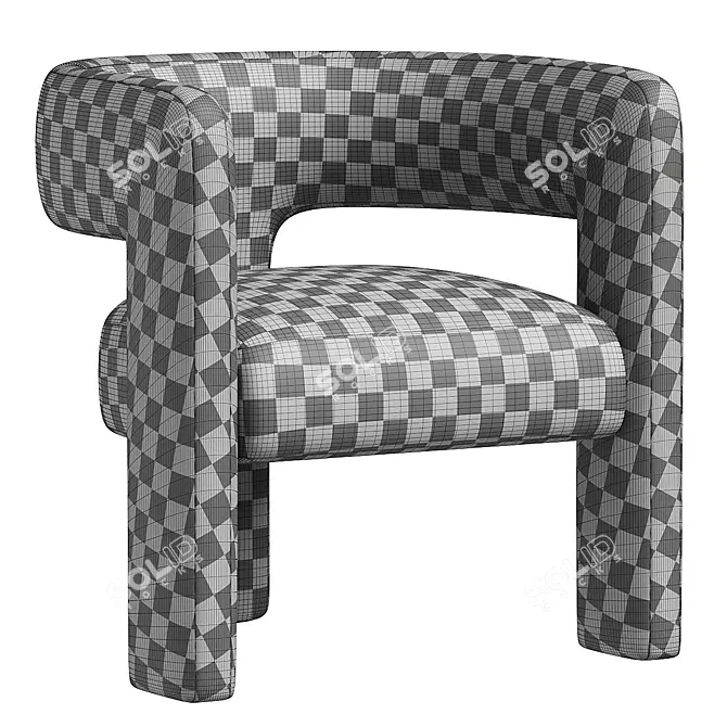 Stylish Boucle Fabric Armchair 3D model image 5