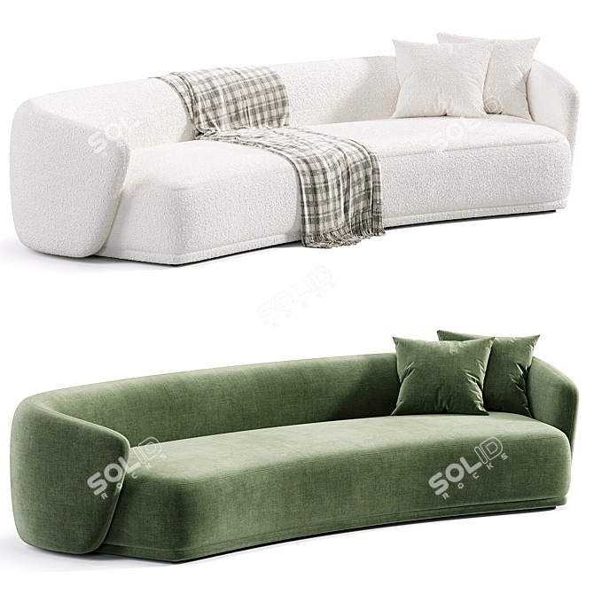 Luxury Cotton Velvet Sofa Design 3D model image 4