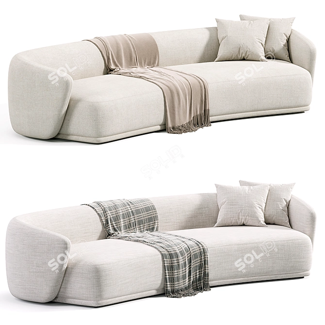 Luxury Cotton Velvet Sofa Design 3D model image 5