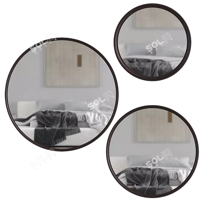 District Eight Round Mirrors Set 3D model image 2