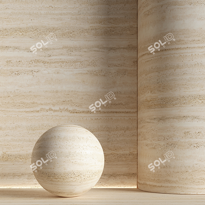 Seamless Travertine Stone Material 3D model image 1