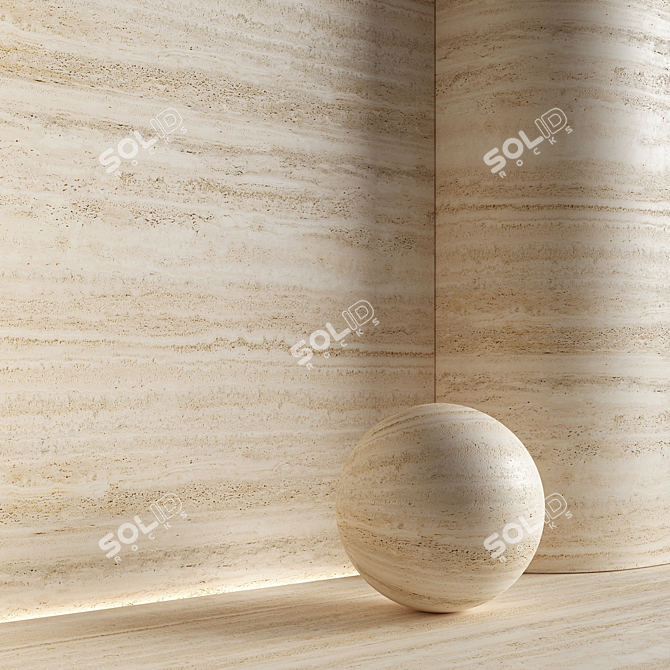 Seamless Travertine Stone Material 3D model image 2