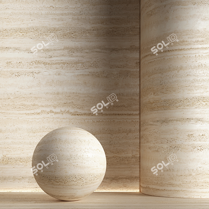 Seamless Travertine Stone Material 3D model image 3