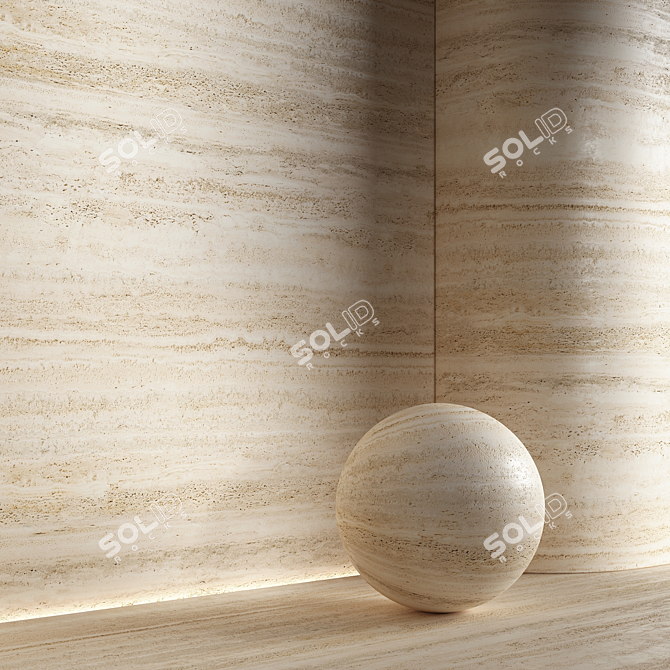 Seamless Travertine Stone Material 3D model image 4