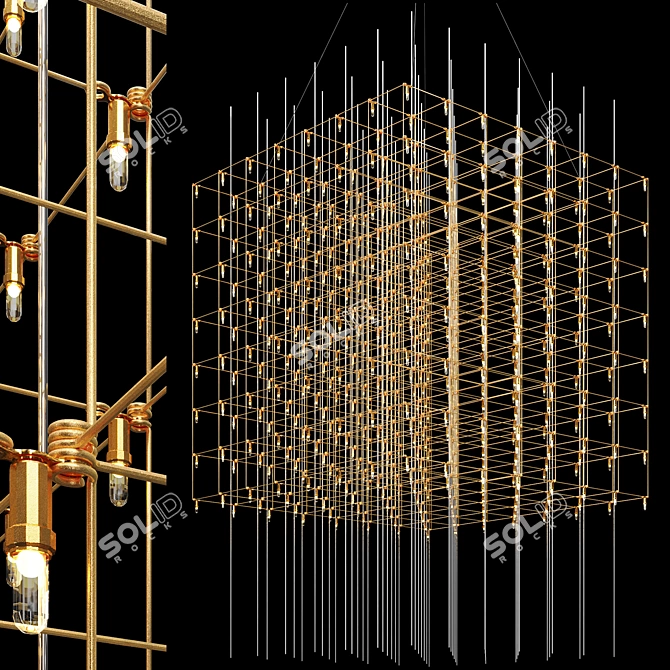 Modern Flush Mount Chandelier with Plant 3D model image 1