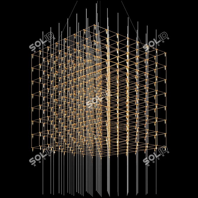 Modern Flush Mount Chandelier with Plant 3D model image 2