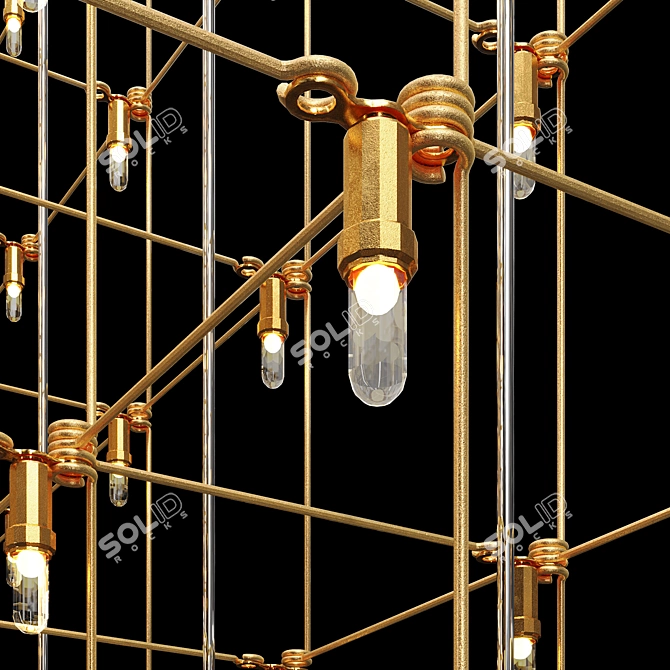 Modern Flush Mount Chandelier with Plant 3D model image 3