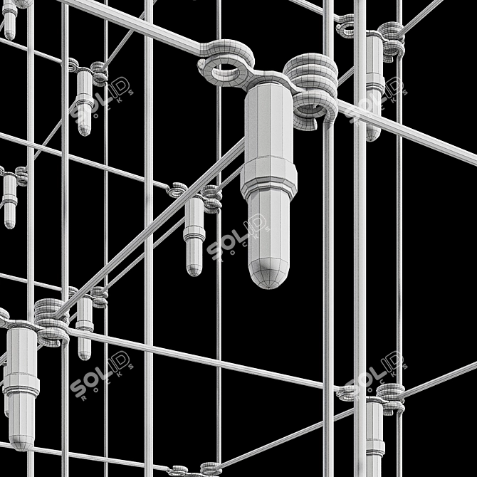 Modern Flush Mount Chandelier with Plant 3D model image 4