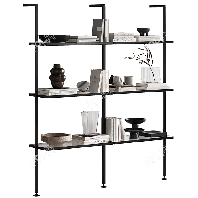 Modern Decorated Shelf Stand 3D model image 1