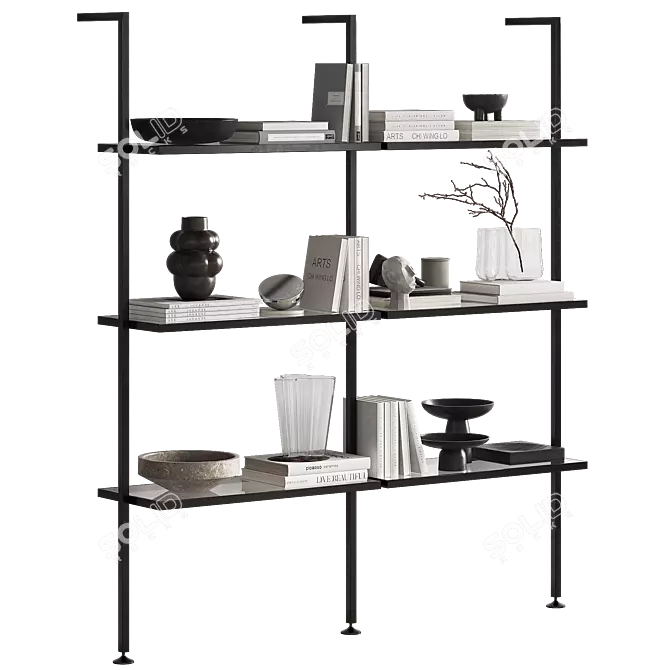 Modern Decorated Shelf Stand 3D model image 2