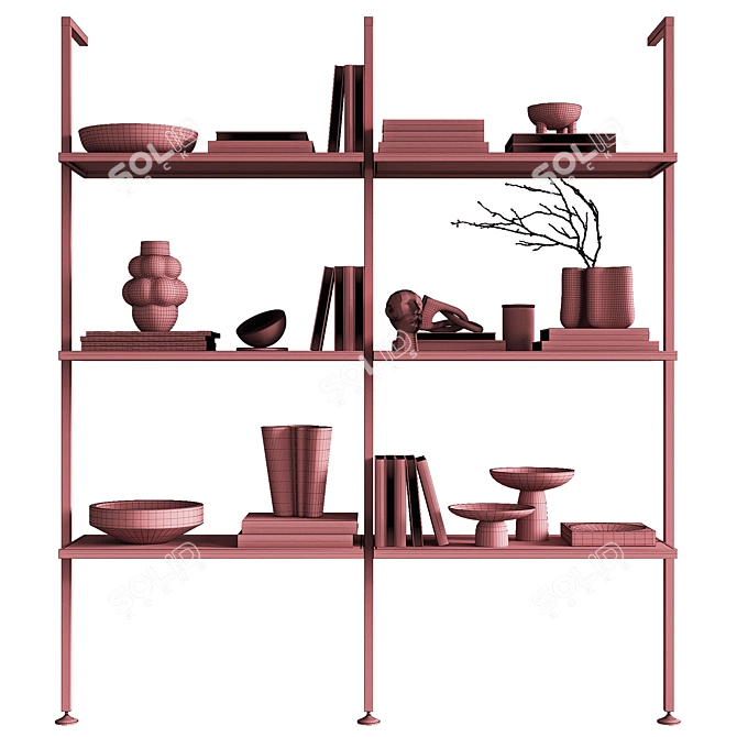 Modern Decorated Shelf Stand 3D model image 4