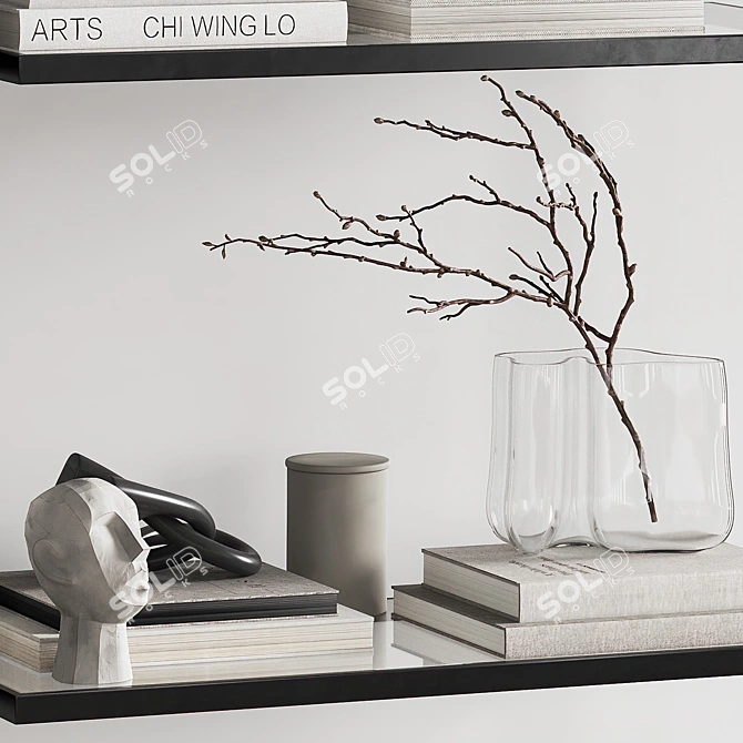 Modern Decorated Shelf Stand 3D model image 5