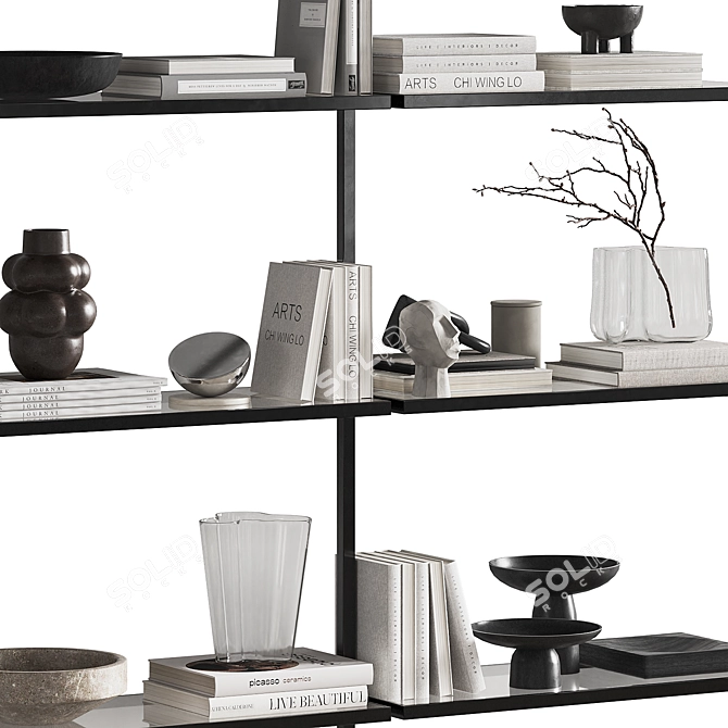 Modern Decorated Shelf Stand 3D model image 10