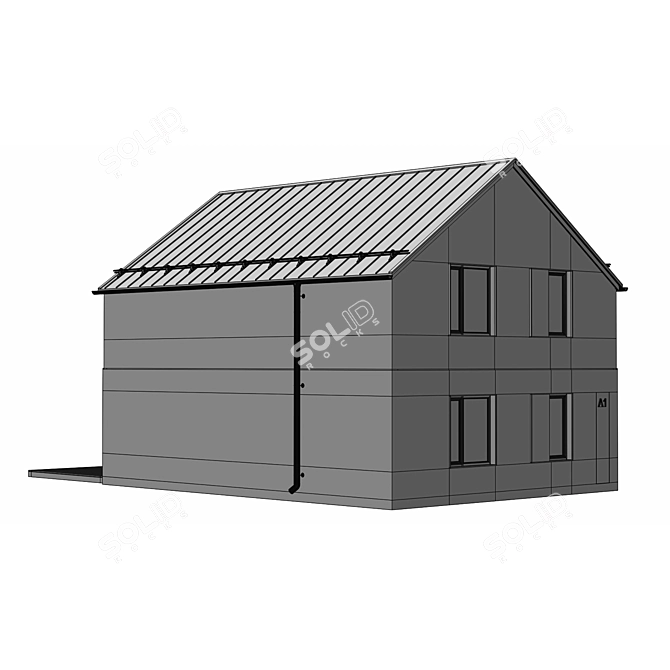 Modern Plastered Wood Brick House 3D model image 3