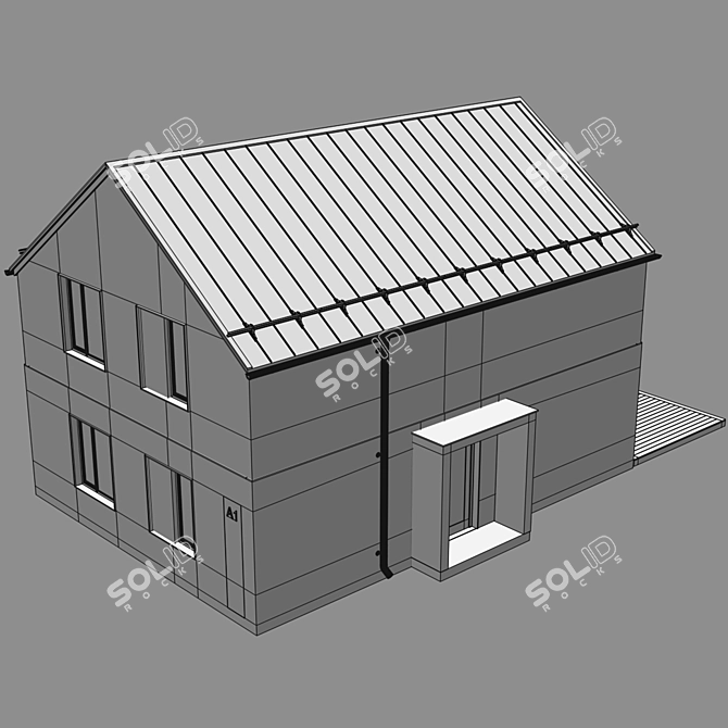 Modern Plastered Wood Brick House 3D model image 8