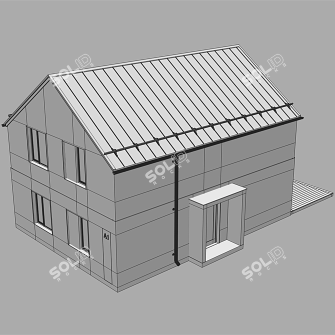 Modern Plastered Wood Brick House 3D model image 12