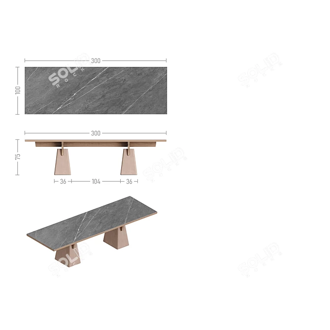 Klin 2 Dining Tables by Tok 3D model image 4