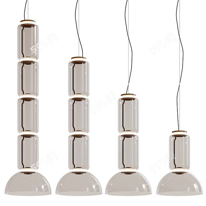 Elegant Quentin Metal Lamp Set 3D model image 4