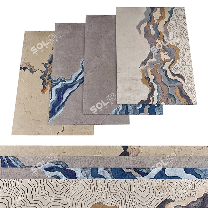 Jute Rugs Set Bundle 3D model image 1