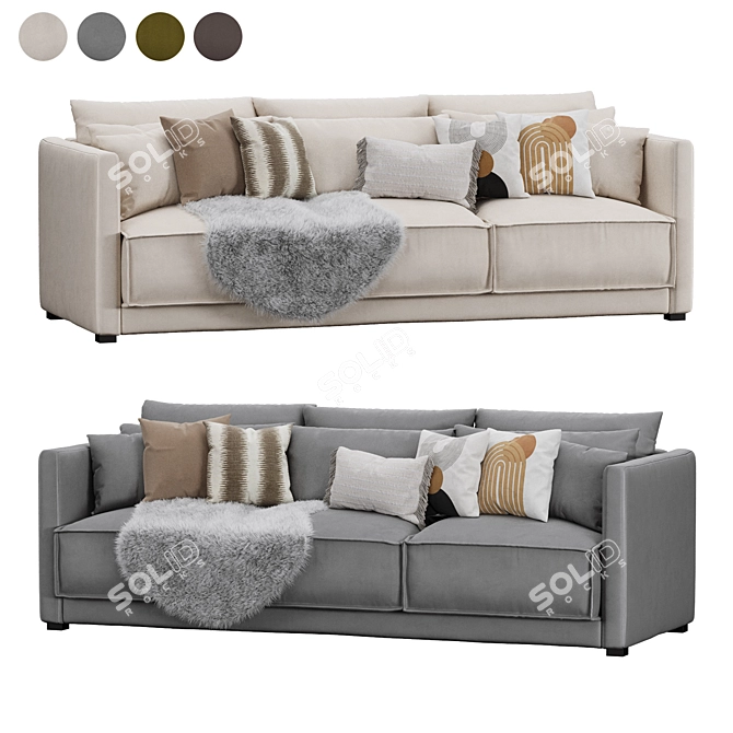 Vision Velvet Sofa Set 3D model image 1