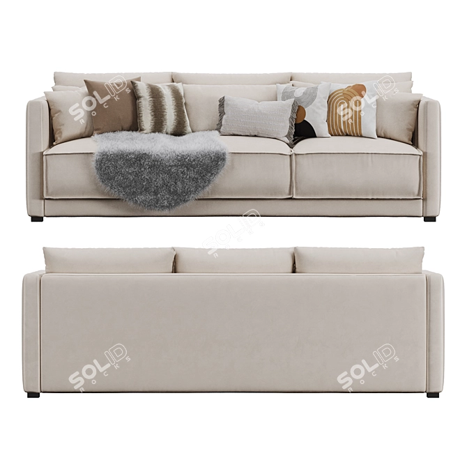 Vision Velvet Sofa Set 3D model image 5