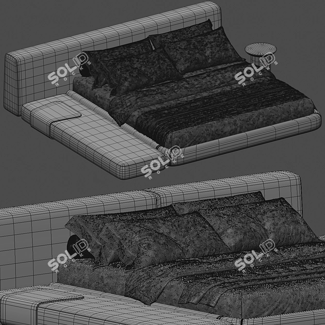 Contemporary Siena Double Bed 3D model image 6