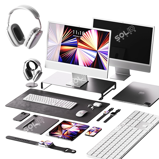 Apple Workspace Set 3D Models 3D model image 1