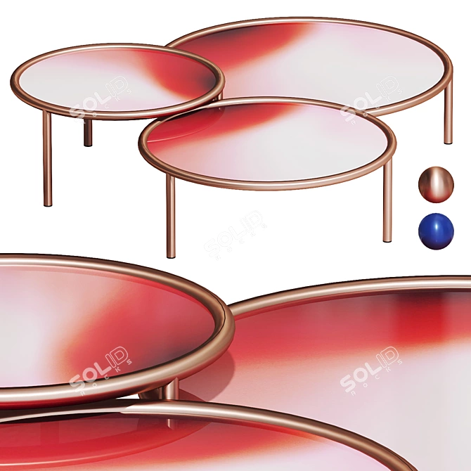 Modern Glass Coffee Table Set 3D model image 1