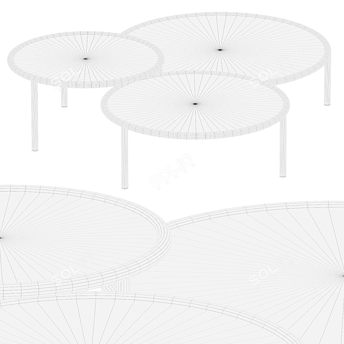 Modern Glass Coffee Table Set 3D model image 3