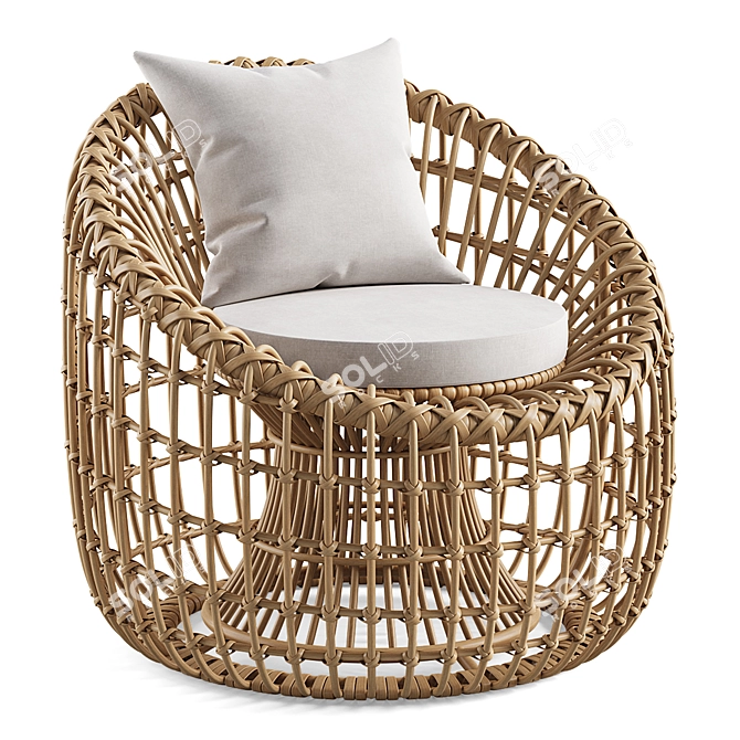 Nest Shape Rattan Outdoor Chair 3D model image 1