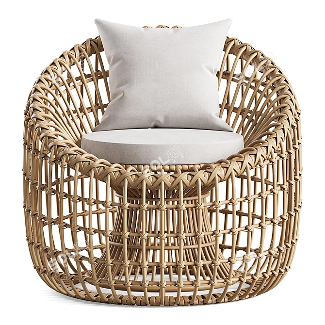 Nest Shape Rattan Outdoor Chair 3D model image 2