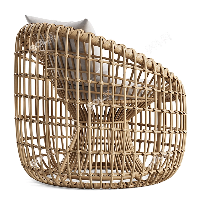 Nest Shape Rattan Outdoor Chair 3D model image 3