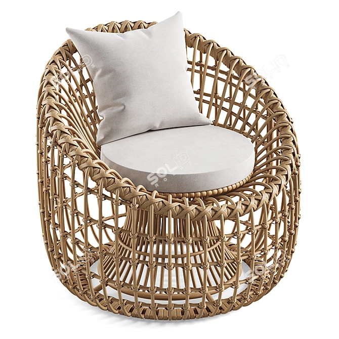 Nest Shape Rattan Outdoor Chair 3D model image 4