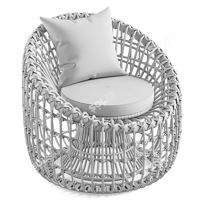 Nest Shape Rattan Outdoor Chair 3D model image 5