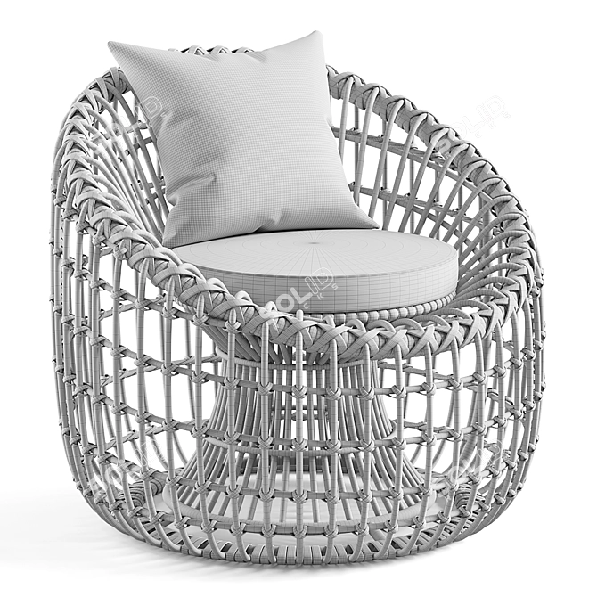 Nest Shape Rattan Outdoor Chair 3D model image 6