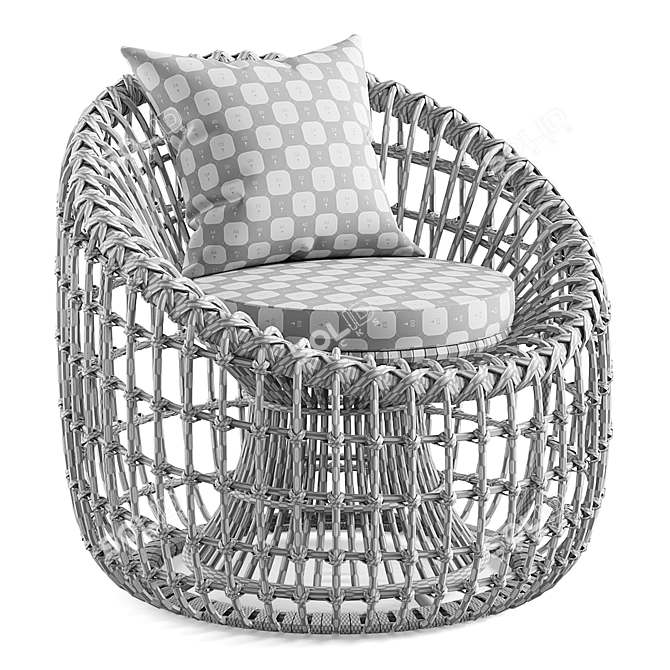 Nest Shape Rattan Outdoor Chair 3D model image 7