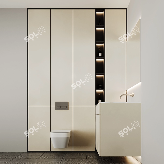 Bathroom Furniture Set - Inbuilt Left 3D model image 1