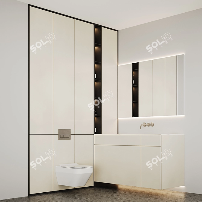 Bathroom Furniture Set - Inbuilt Left 3D model image 2