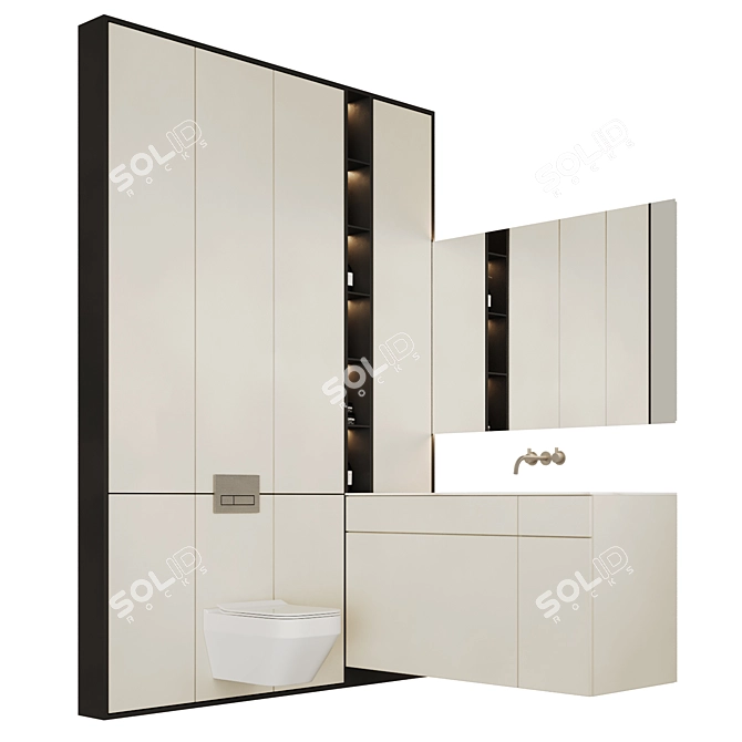 Bathroom Furniture Set - Inbuilt Left 3D model image 3