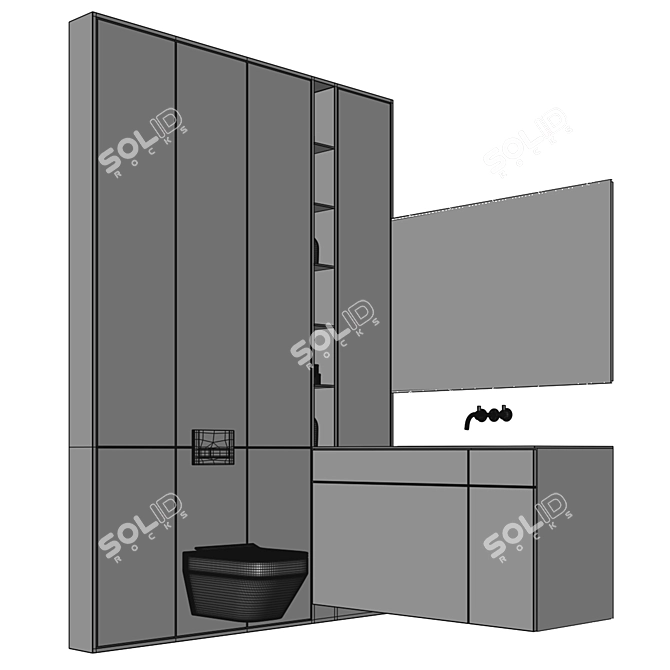 Bathroom Furniture Set - Inbuilt Left 3D model image 4