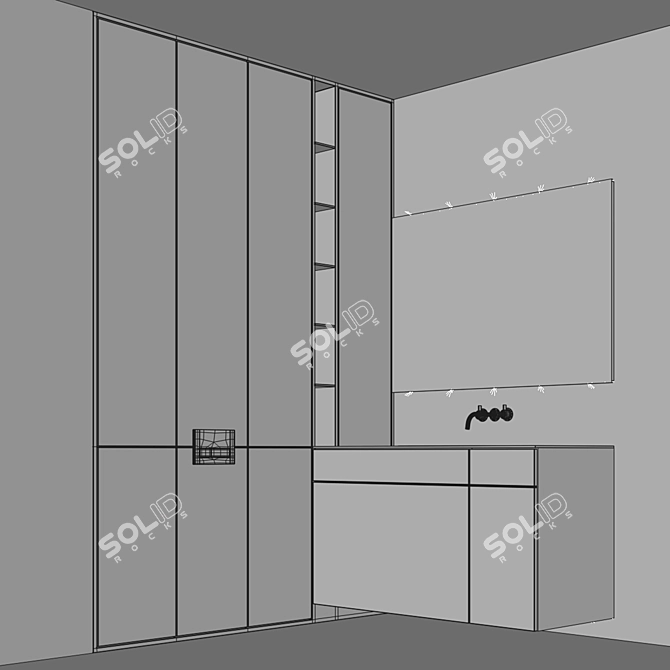 Bathroom Furniture Set - Inbuilt Left 3D model image 8